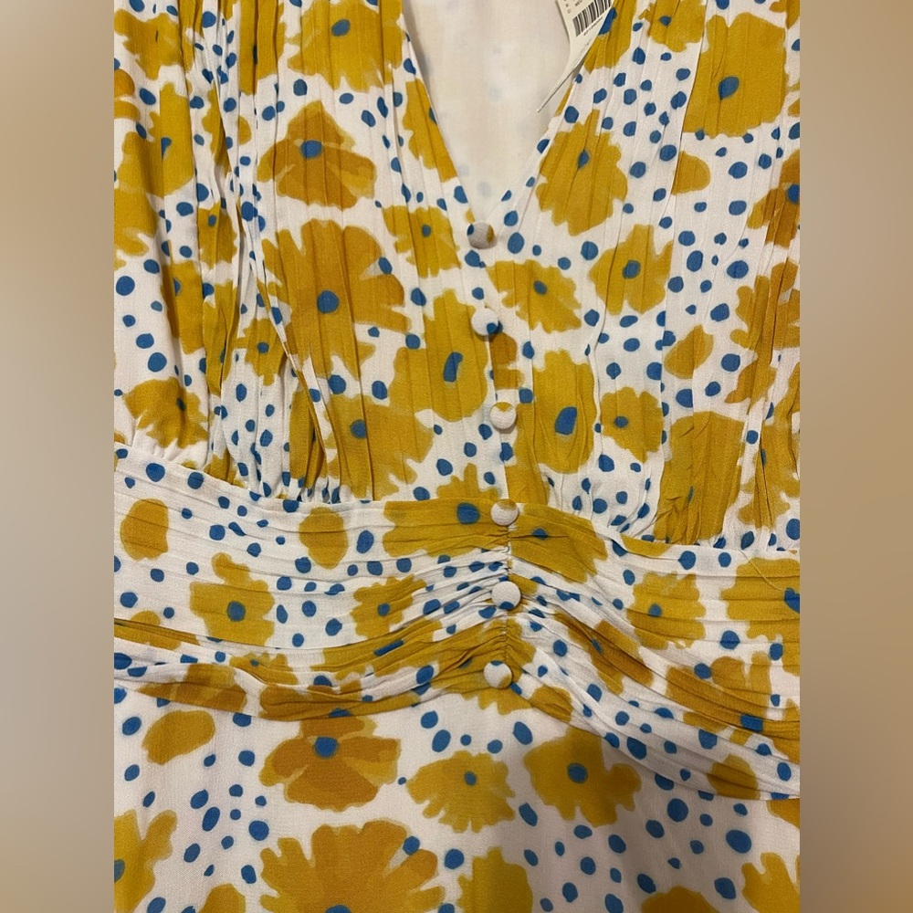 Anthropologie Yellow White Floral Mini Dress - Picture 3 of 5